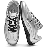 LUCKY STEP Women's Retro Casual Fashion Sneakers Classic Tennis Thin Sole Low Top Lightweight Running Trainer Trendy Cute Walking Shoes Comfortable Footwear