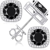 Gugots Moissanite Halo Square Stud Earrings Screw Back 925 Sterling Silver Lab Brilliant D Color VVS1 Clarity Hypoallergenic Earrings for Women Men