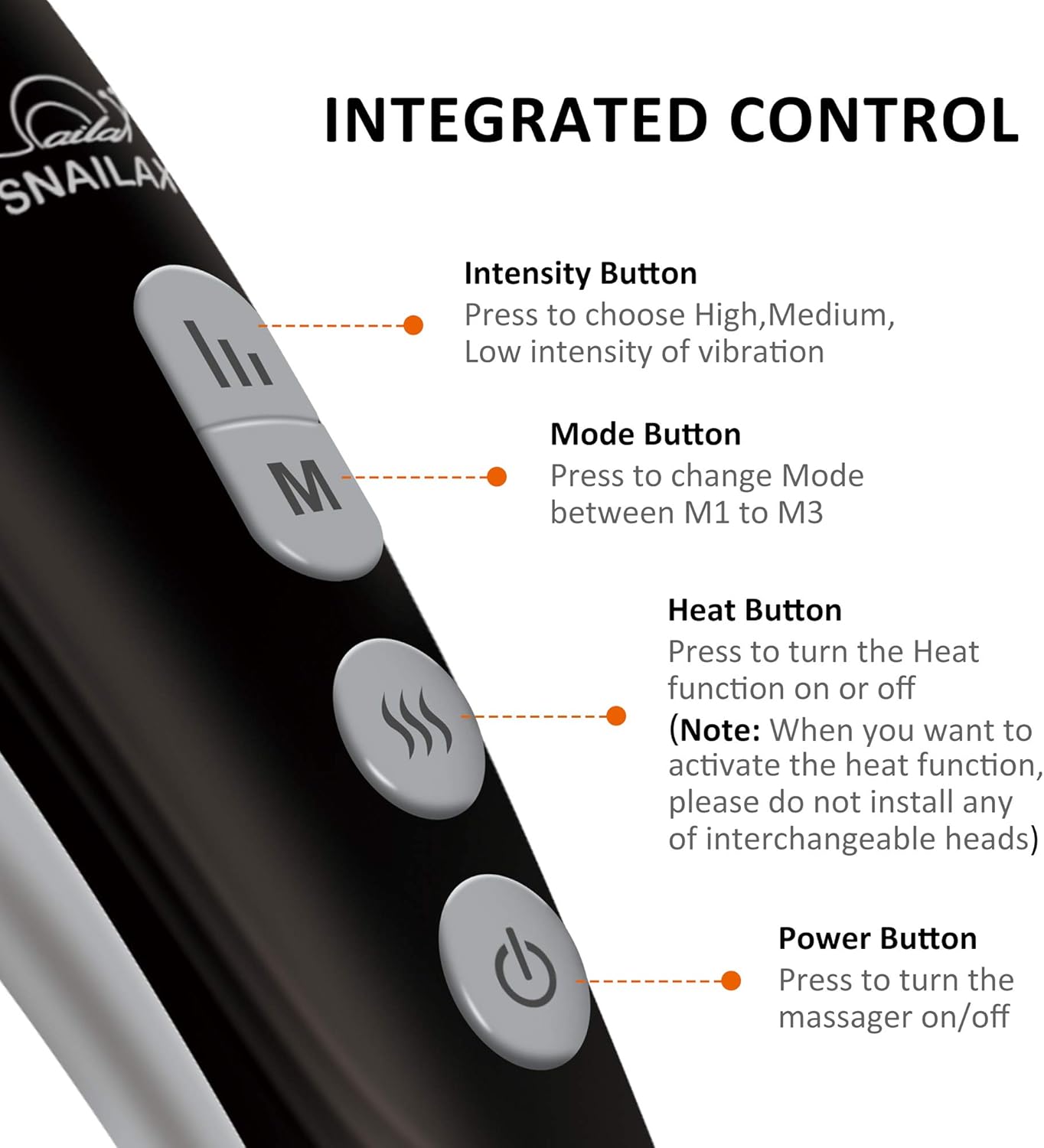 Snailax Cordless Handheld Back Massager - Rechargeable Percussion Massage with Heat, Deep Tissue Massager for Neck Shoulder Waist Leg Foot Back Pain Relief, Portable Wand Massager for Full Body: Health & Personal Care