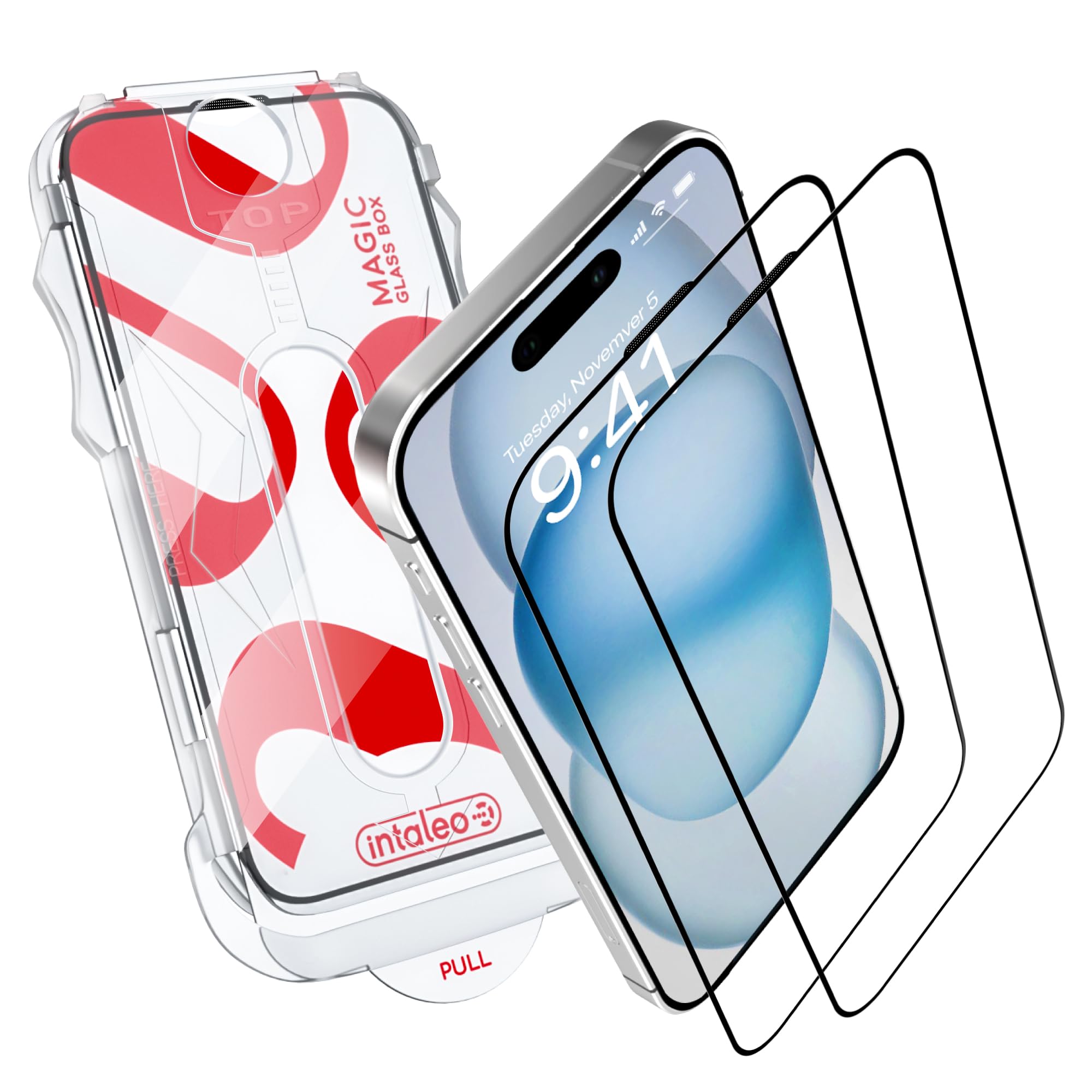 Intaleo Glass Screen Protector for iPhone 15 Plus – Tempered Glass Screen Protector with Applicator Full Edge-to-Edge Protection, 9H Hardness, Oleophobic Coating - Accessories for iPhone 15 Plus