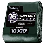 Patiobay Tarp 10x10 Feet, 16 Mil Waterproof Tarps