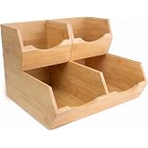 Yenisyea Bamboo Pantry Storage Bins Set of 3, Stackable Desktop Organizer | Ideal for kitchen counters, pantry shelves, dining rooms, coffee bars, offices and utility rooms.