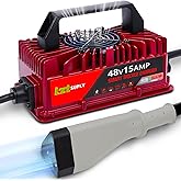 Lztsuply 48V 15Amp Golf Cart Battery Charger for EZGO RXV & TXT with Upgraded 3-Pin Triangular Plug &16Ft Cable, IP67 Waterproof Smart Trickle Charger Delta-Q Plug for 48 Volt Lead-Acid Batteries