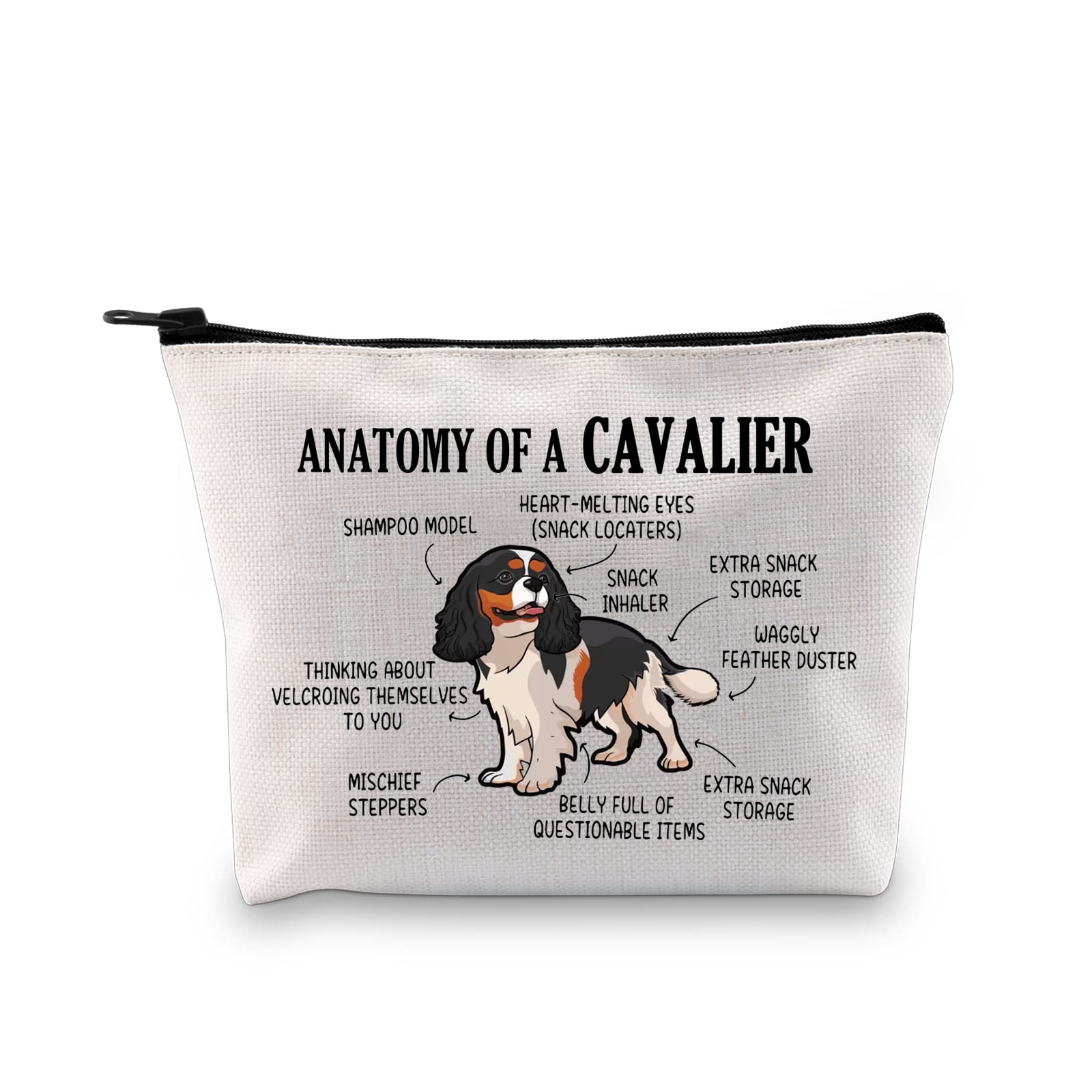 PYOUL Cavalier King Charles Spaniel Lover Gift Anatomy of A Cavalier Makeup Bag Cavalier King Charles Spaniel Owner Cosmetics Bag Dog Mom Gift (Cavalier 2.0 Bag)