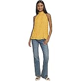 Karl Lagerfeld Womens Pleated Chiffon High Neck Printed Blouse