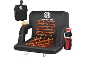 HOPERAN Dual-Sided Heated Stadium Seats for Bleachers with Back Support, 3 Levels Heating Stadium Seating for Bleachers Seat with Backrest, 5 Pockets Portable Stadium Chair for Outdoor