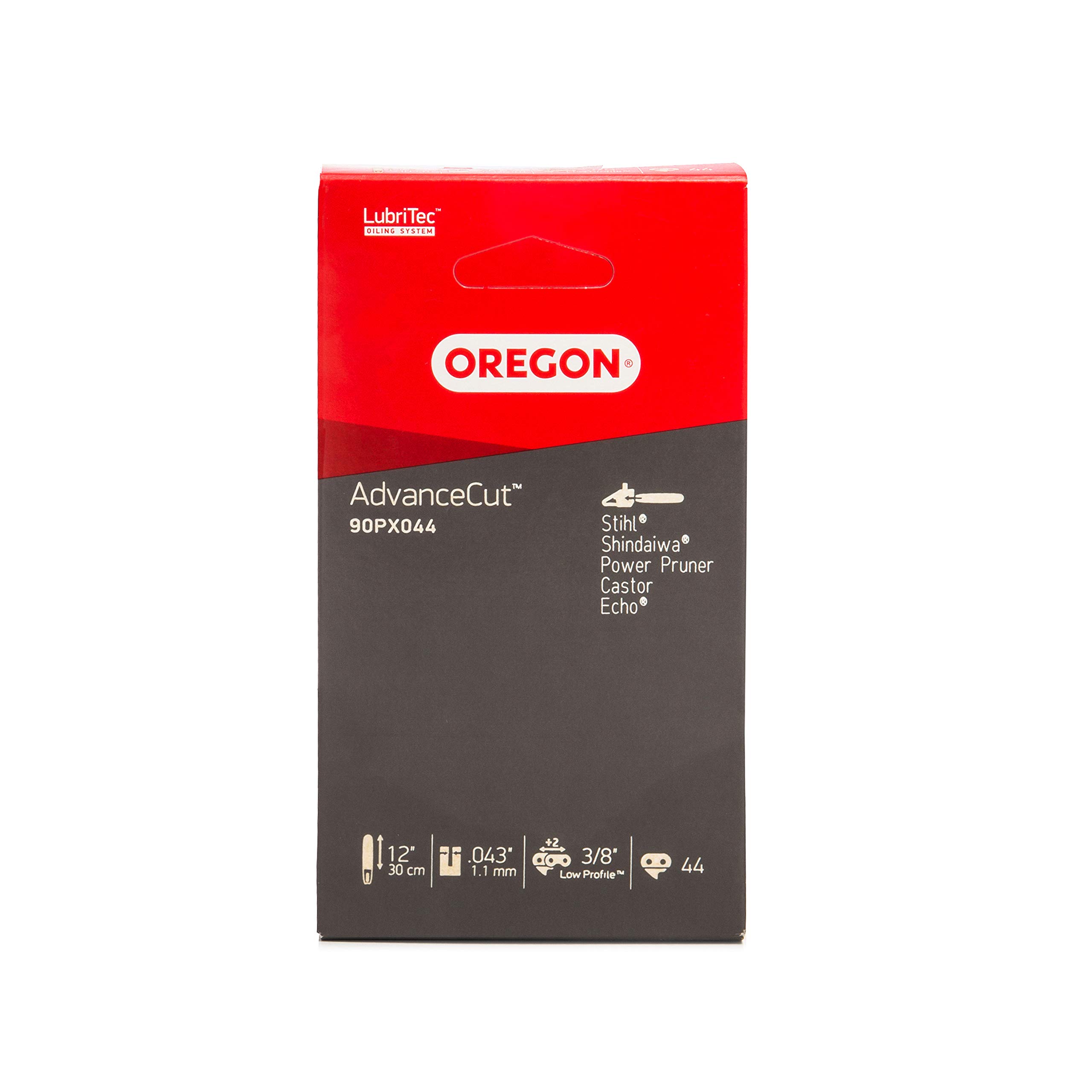 Oregon Chainsaw Chain 3/8" LP Pitch, .043" (1.1 mm) Gauge for 12" (30cm) Bar, 44 Drive Links – Low-Kickback Replacement Stihl Saw Chain, Fits Stihl, Castor, Echo and More