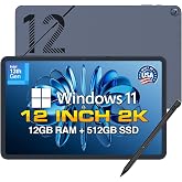 Fusion5 2026 Version 12" 2K Display Windows 11 Tablet PC with Stylus Pen - Built in USA - 12GB DDR5 RAM 512GB SSD, 13th Gen CPU, 12 inch Windows Tablet Computer, Built-in Fan, Fast Charging, Metallic