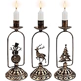 Set of 3 Christmas Candle Holders, Iron Candlestick Holders for Taper Candles, Vintage Candle Sticks Holder Set, Candlestick 