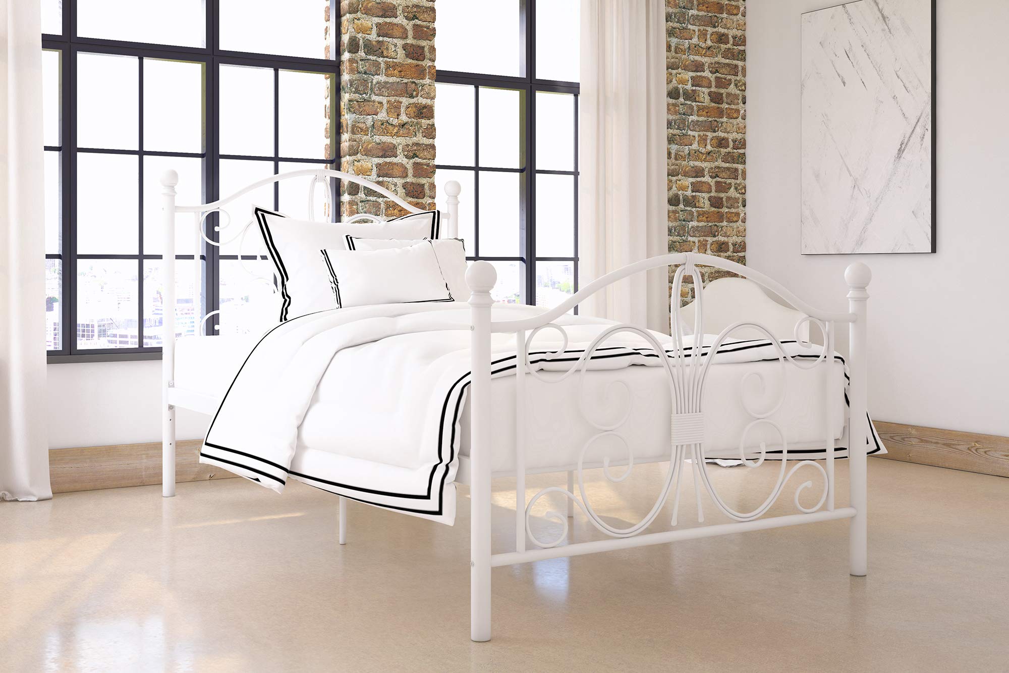 Twin DHP 3246098 Vintage Design Bombay Bed Frame with Metal Slats, Twin