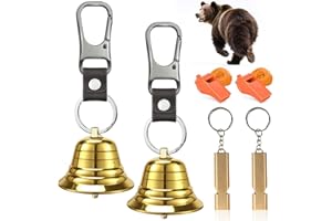 NedFoss Loud Bear Bell Set to Scare Bears, Hiking Essentials for Women, Emergency Whistle and Bear Bells for Hiking, Camping, Biking, Solid Brass Bear Deterrent Hiking Gear Gifts