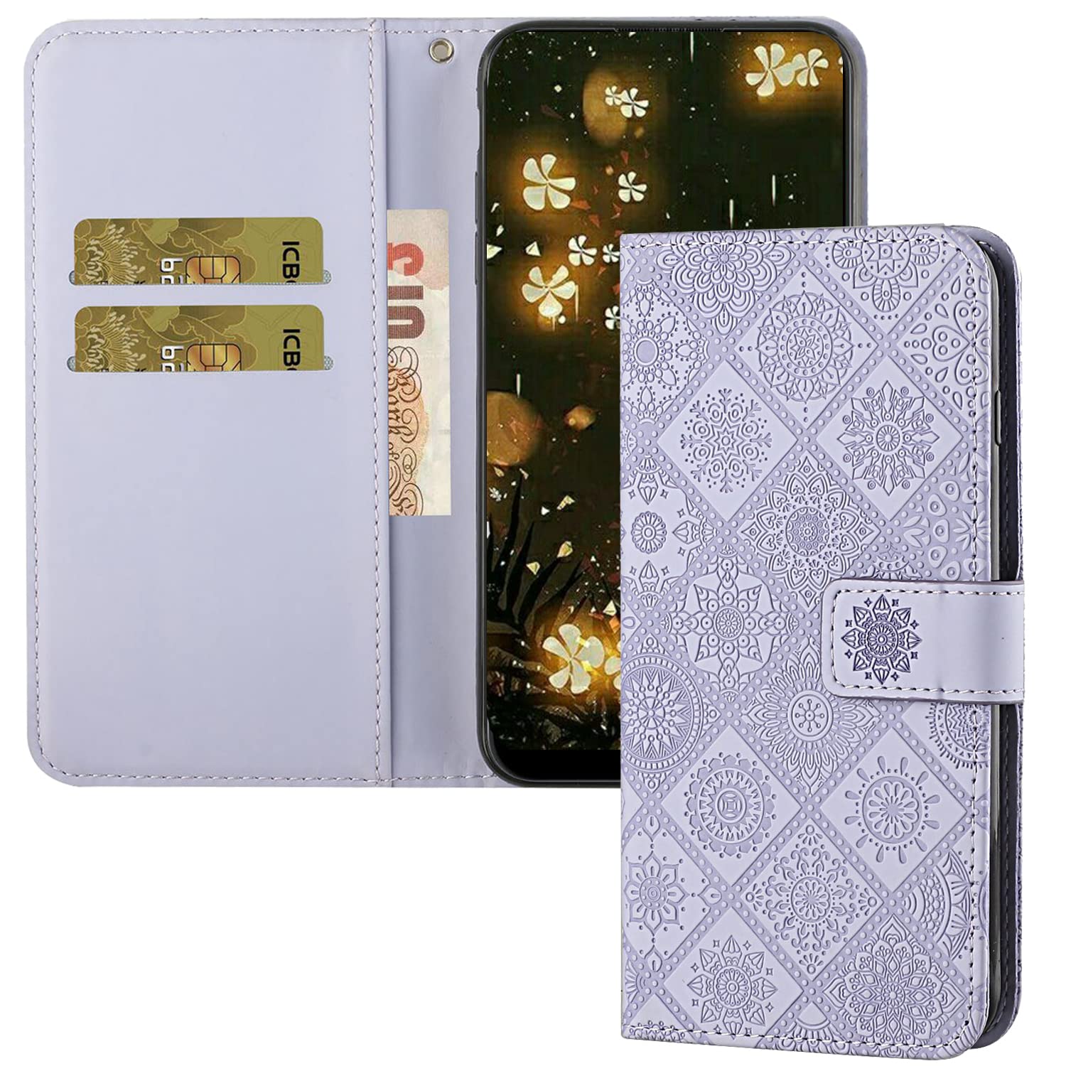 QIWEIQINGWH Compatible with Xiaomi Redmi 10 Case, Xiaomi Redmi Note 11 4G Leather Case, Xiaomi Redmi 10 Phone Case Magnetic Case Cover for Redmi Note 11 4G.Purple XCH