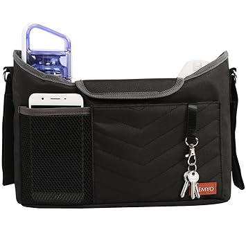 PREMYO Kinderwagen-Organizer Getränkehalter Buggy-Tasche Wickelunterlage Schultergurt Flaschenhalter Viel Stauraum Praktische