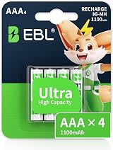 EBL 1100mAh AAA Ni-MH Rechargeable Batteries 4 Pack Retail Blister
