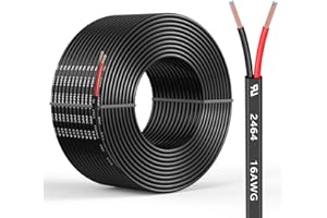 MZIKLR 16 Gauge 2 Conductors 30FT Electrical Wire, Flexible Low Voltage PVC Copper Clad Aluminum Extension Cord for Car Speaker Wire, Car Lighting, LED Wire, Outdoor Lighting, Residential Wiring, 12V/24V DC