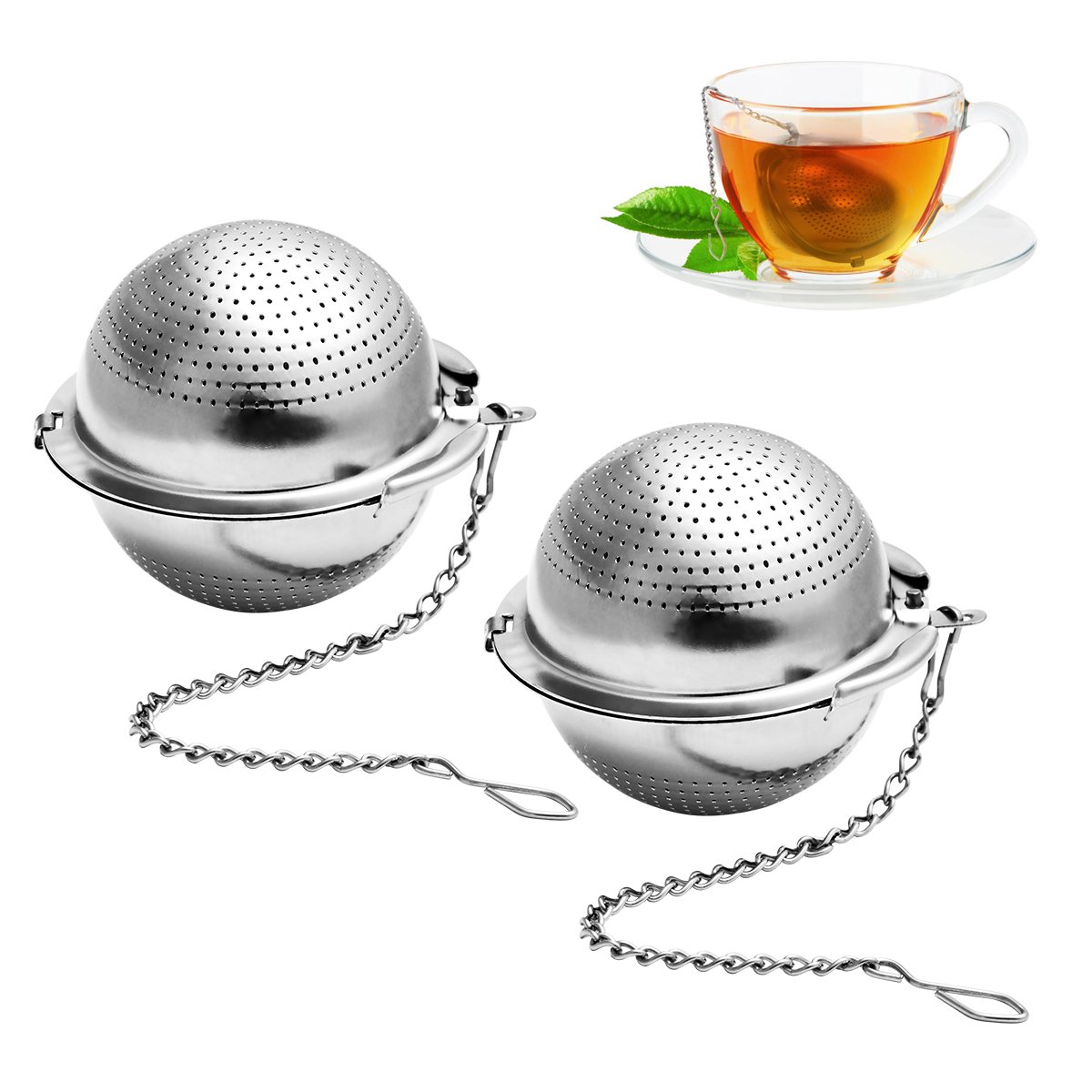 2 Pack Tea Strainer 5.5cm Tea Ball Infuser Ultra Fine 304 Stainless Steel Tea Filter for Loose Leaf Tea and Mulling Spices