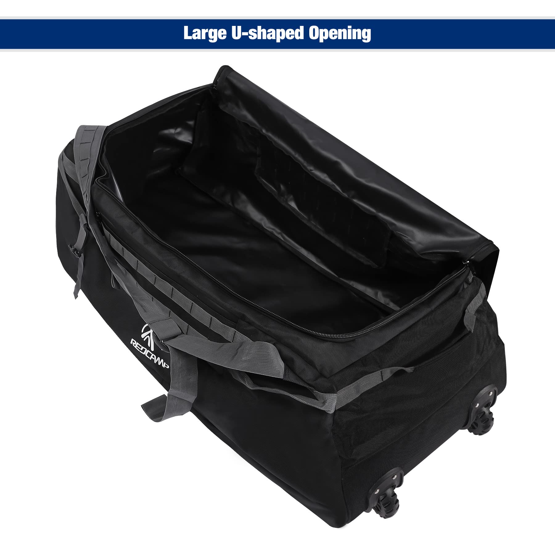 REDCAMP 85L/120L/140L Foldable Duffle Bag with Wheels, Large Travel Duffel Bag