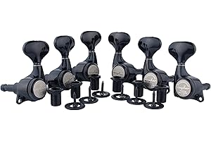 Guyker Guitar Locking Tuners (3L + 3R) - 1:21 Lock String Tuning Key Pegs Machine Head Set Replacement for ST TL SG LP Style Electric, Folk or Acoustic Guitars – Black