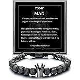 Qyalie Adjustable 𝗚𝗶𝗳𝘁𝘀 𝗳𝗼𝗿 𝗠𝗲𝗻 To My Man Bracelet- Straighten Your Crown for Boyfriend Husband, Adjustable Bead Men's Stainless Crown Anniversary Christmas Gifts for Men