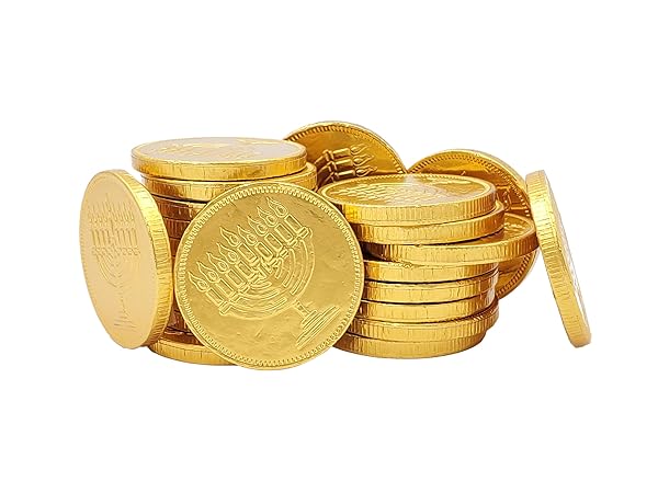 HANUKKAH CHOCOLATE GELT, NUT-FREE, BELGIAN MILK CHOCOLATE COINS, 1LB, OVER 70 COINS, KOSHER CHANUKAH GELT (1 POUND)