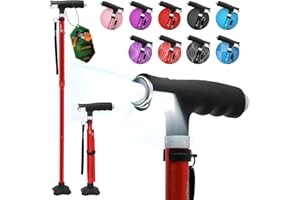 BeneCane Walking Cane for Women Folding Cane for Men with Two Led Lights Quad Cane with Stable Base Lightweight and Adjustable Walking Stick