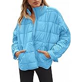 Aiopr Women's Oversized Lightweight Down Coat Long Sleeve Zip Packable Short Puffer Jackets