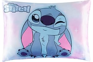 Get Trend Disney Stitch Satin Pillowcase 19x26 in, Soft Pillow Covers for Hair and Skin, Zipper Closure, Smooth Glossy Finish, Gifts for Girls, Teens (Multicolor Stitch)