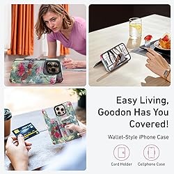 Goodon for iPhone 16 Pro Case Wallet - Flip Folio