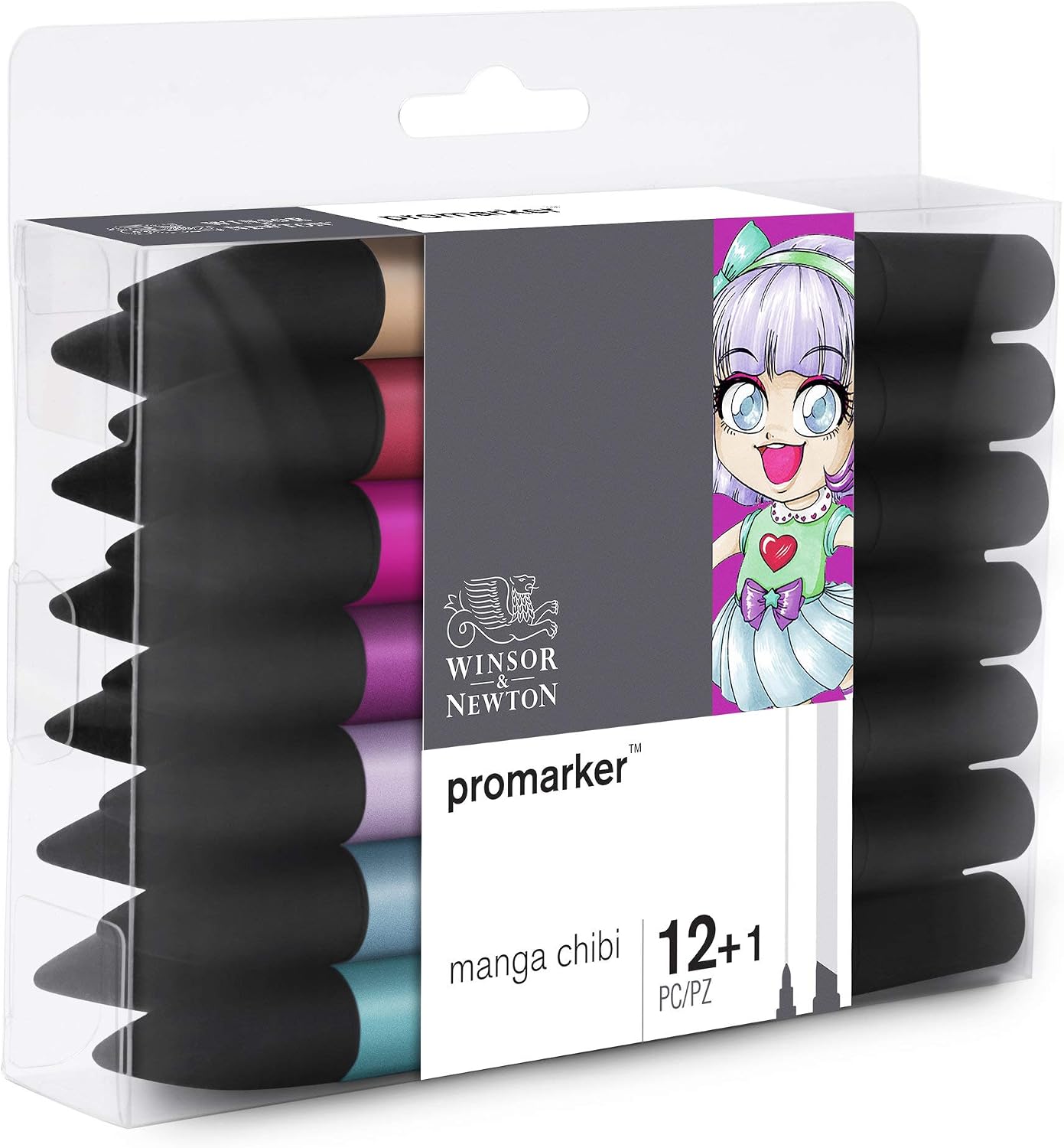 Winsor & Newton, Promarker, Manga Chibi, Set of 12+1 Blender, Alcohol Based Dual Tip Markers, 13 count (Pack of 1) - Image 4