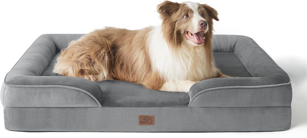 Bedsure Large Dog Bed Sofa Orthopedic Washable Cover 97x71x16cm Grey