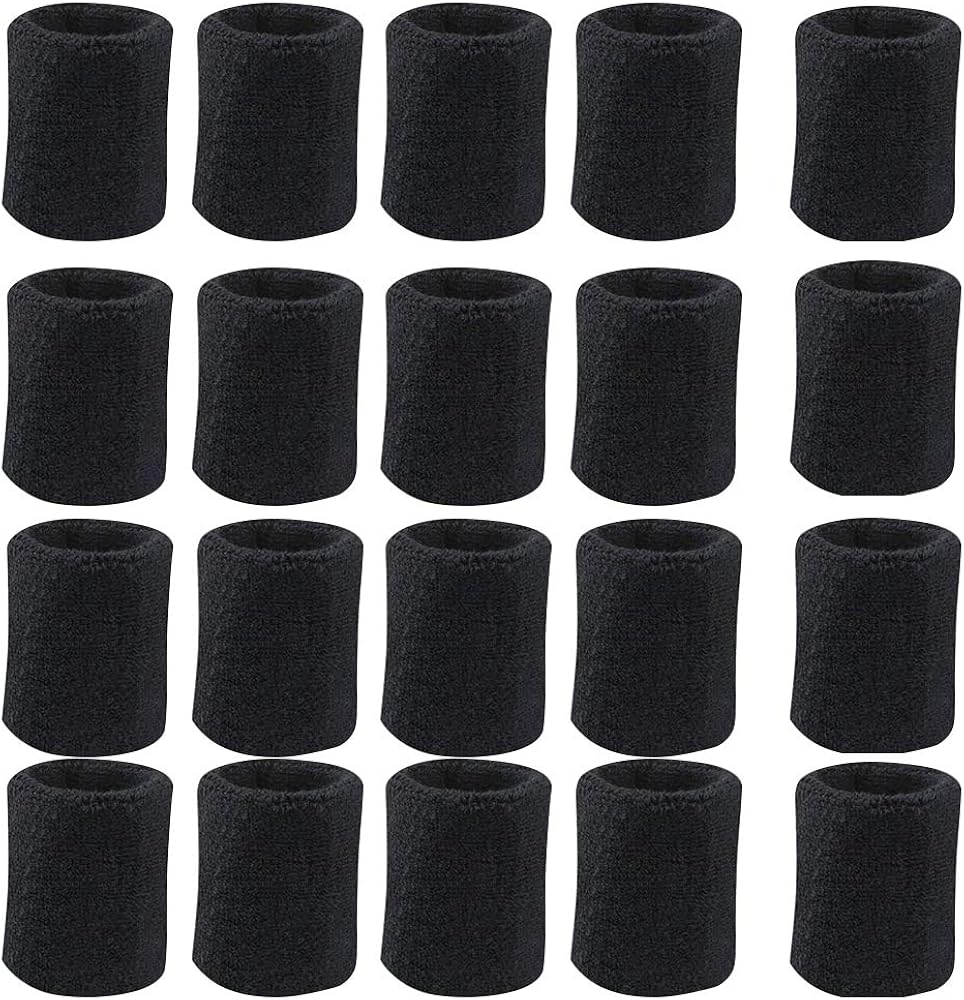 Payanwin 10 PC Sports Wristbands, Wrist Sweatbands for Men & Women, Stretchy & Sweat Absorbing Cotton Terry,Perfect for Basketball, Football, Tennis, Soccer, Running & Working Out (Black): Clothing
