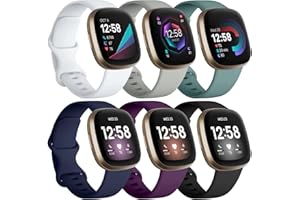 DaQin Compatible with Fitbit Versa 3/Versa 4/Fitbit Sense 2/Fitbit Sense Bands Women Men, Soft TPU Sport Waterproof Strap Replacement Band for Fitbit Versa 4&3/Fitbit Sense Smartwatch Wristband, Small