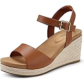 SHIBEVER Women's Wedge Platform Sandals: Espadrille Dressy Comfortable Summer Open Toe Ankle Strap Buckle Women Sandal