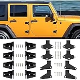 4 Door Hinge Assembly Kits for Jeep Wrangler JK JKU 2007-2018 Unlimited Rubicon Sahara, Inner & Outer Door Hinge Sets Aluminu