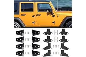 4 Door Hinge Assembly Kits for Jeep Wrangler JK JKU 2007-2018 Unlimited Rubicon Sahara, Inner & Outer Door Hinge Sets Aluminu