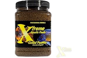 XTREME AQUATIC FOODS Xtreme Cichlid Peewee 1.5 mm Pellets - Proven Nutrition for Cichlids - Balanced Amino Acids, Boost Immune & Digestive Health, Color & Energy, Max Protein Freshwater Fish Food – USA Farm Grown (20oz)