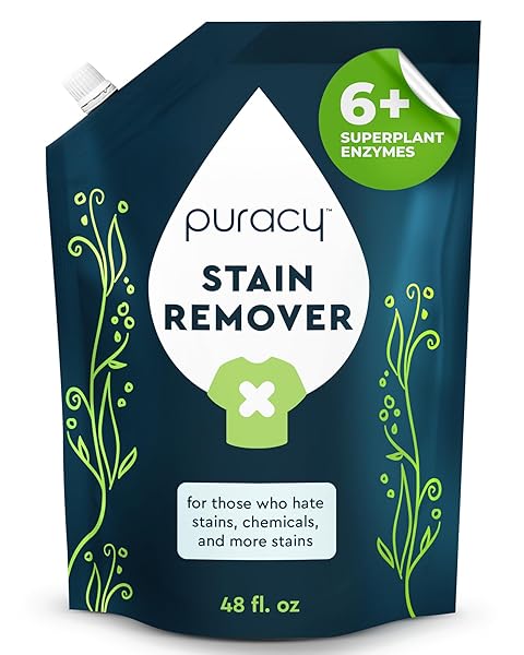 PURACY STAIN REMOVER CLEANING SPRAY REFILL – ENZYME-POWERED STAIN REMOVER SPRAY AS SEEN ON TIKTOK, NATURAL TRAVEL SPOT REMOVAL FOR CLOTHES (UNSCENTED, 48 FL OZ)