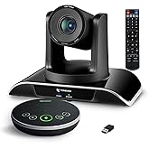 TONGVEO All-in-One Conference Room Video Camera System Al Auto-Tracking HD1080P 60fps 3X Optical Zoom USB3.0 HDMI PTZ Camera and Bluetooth Conference Speakerphone with Microphones