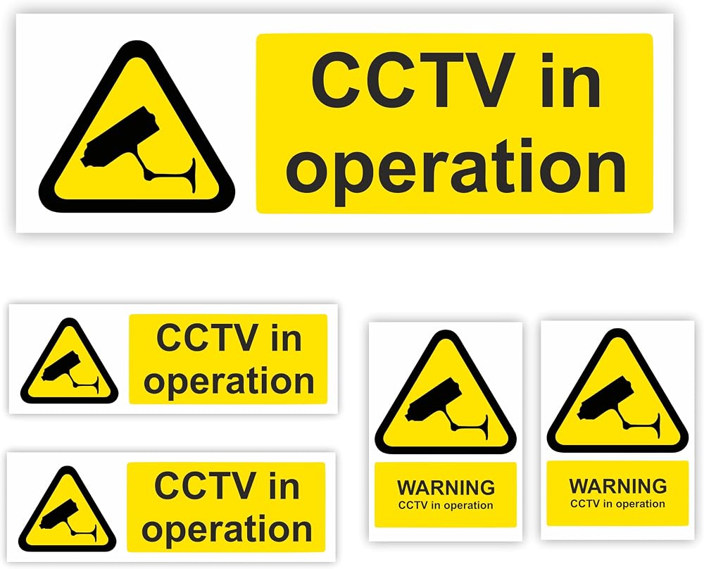 Conjured CCTV Stickers 5-Pack Security Signs for Office Home Car Vehicles