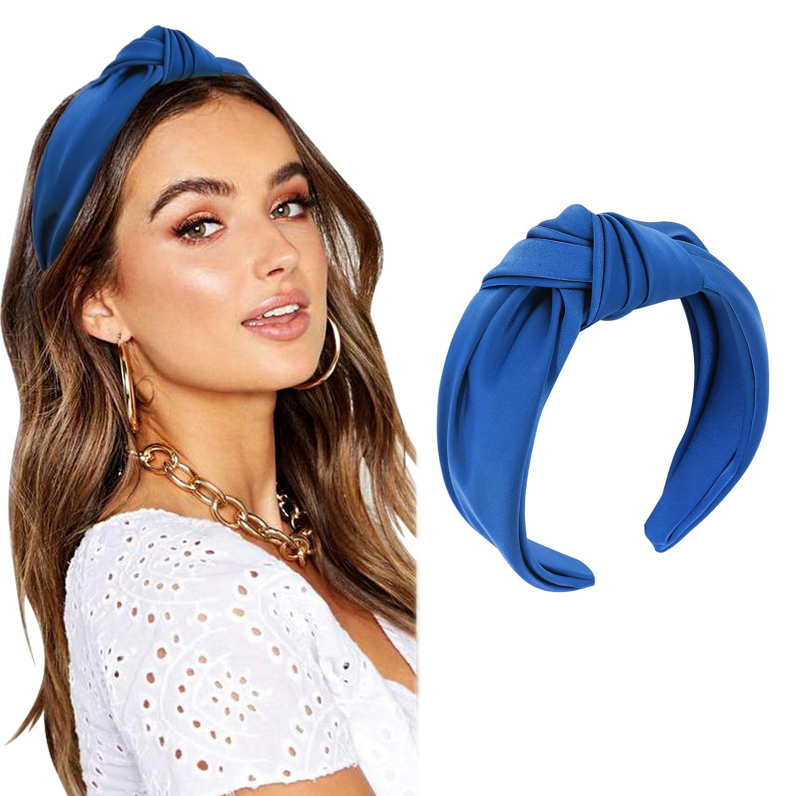 DRESHOW Headbands for Women Girls Knotted Elastic Hair Band Fashion Fabric Hairbands Cute Top Knot Head Band