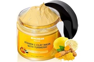 Hicream Turmeric Vitamin C Clay Mask, Deep Cleansing Facial Mask, Clay Face Mask Skin Care with Kaolin Clay and Aloe for Pores, Acne, Dark Spots, Hydrating 5.29 Oz (yellow)