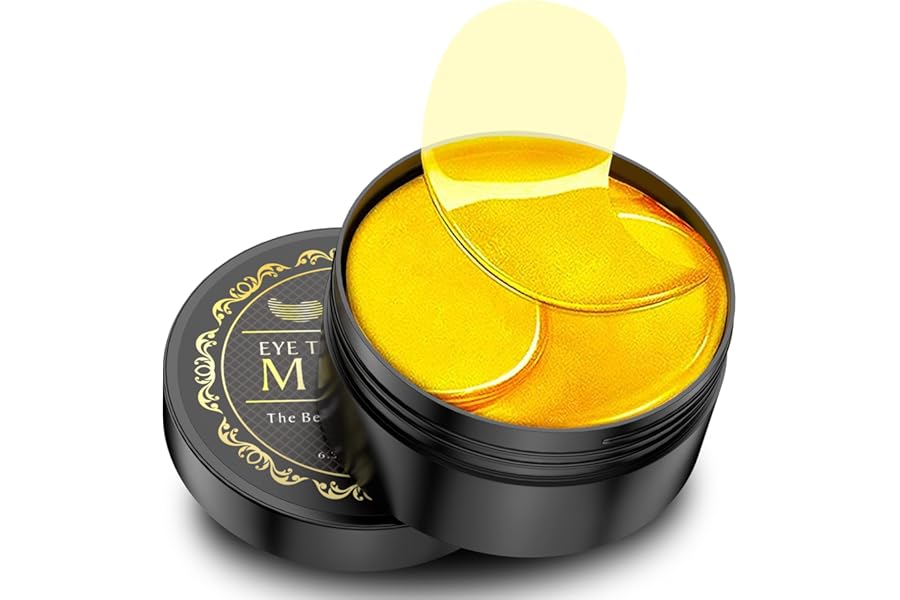 NAZANO 24K Gold Under Eye Patches – 60 Pack for Puffy Eyes, Dark Circles, Bags & Wrinkles with Collagen & Hyaluronic Acid – Eye Care Pads for Daily Skincare (Gold)