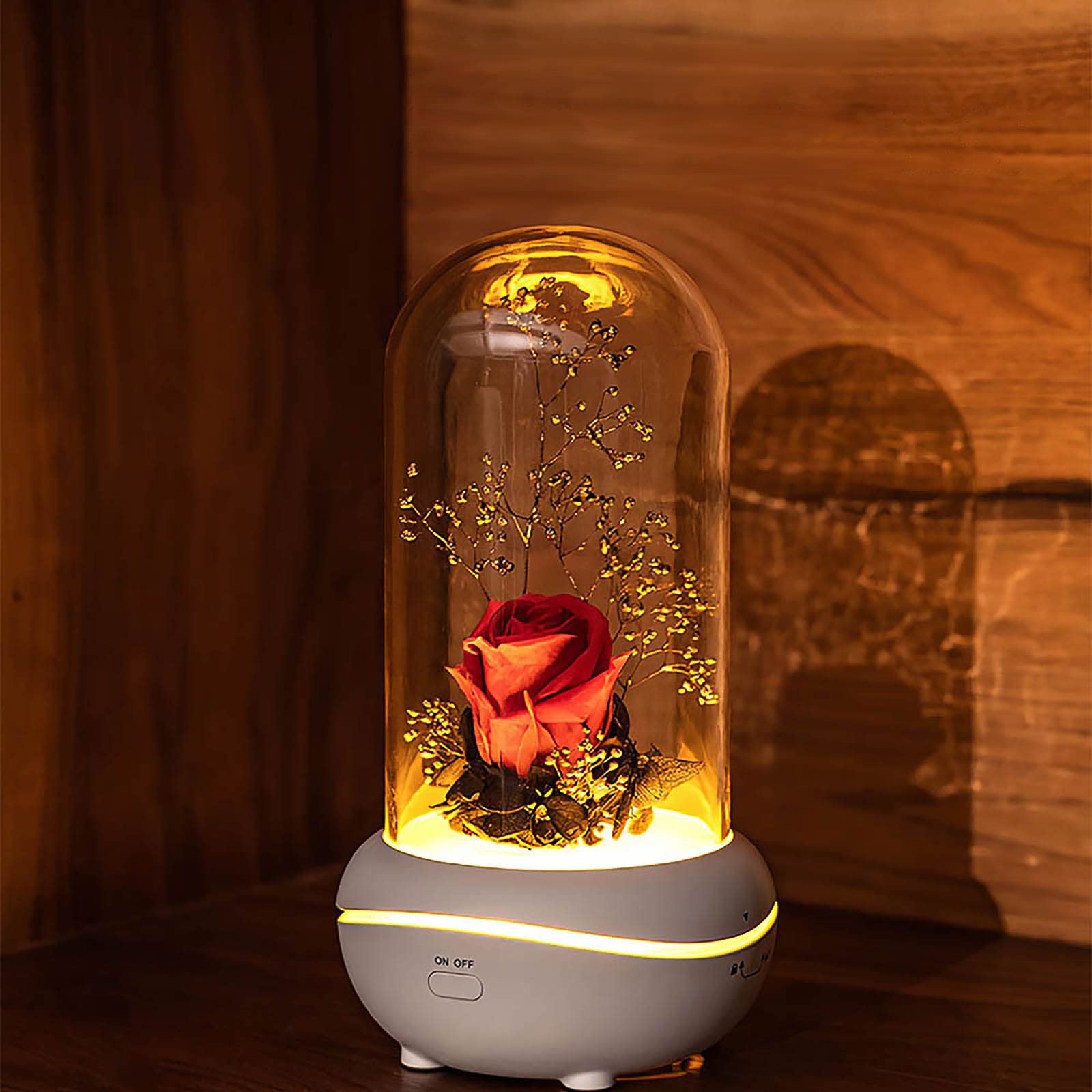 DEECOZY Eternal Romantic Rose for Women, Rose in a Glass Dome with LED Light Unique Gifts for Women Glass Dome Galaxy Rose Home Office or Home Decorations Gift for Wife Women Mother