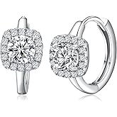 DAYBYDAY Huggie Earrings for Women 925 Sterling Silver Cubic Zirconia Gemstone Small Hoop Earrings, Leaf/Butterfly Cross/Huggie Hoop Earrings Anniversary Birthday Valentines Jewelry