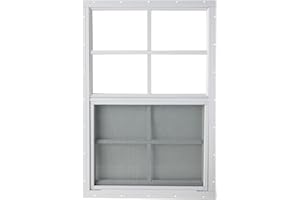 OUTDOOR HARDWARE SUPPLY Shed Window 24x36 Flush - Vertical Slider with Bug Screen (White)