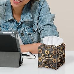 Talayituse Bee Sunflower Print Tissue Box Cover