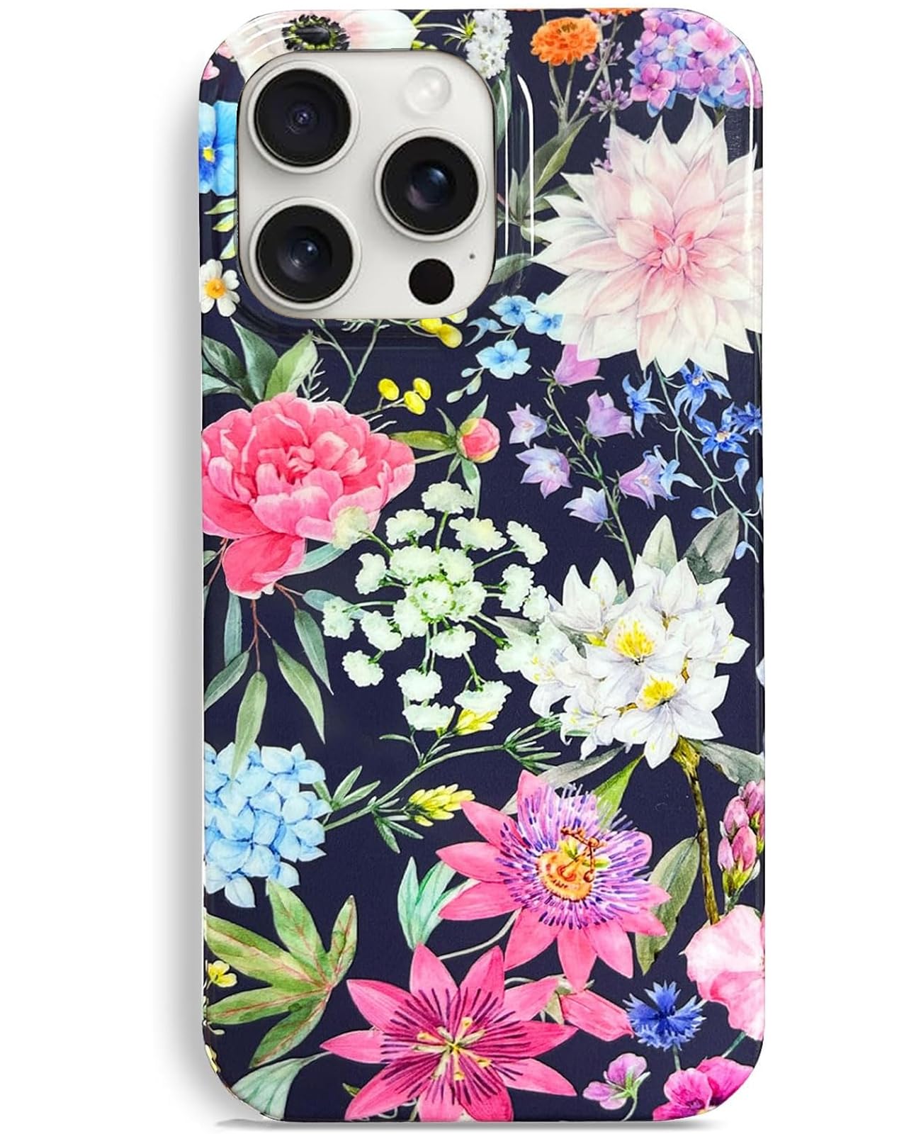 J.west Compatible with iPhone 16 Pro Max Case 6.9",Garden Flower Soft Silicone Shockproof Cute Floral Pattern Design Slim Fit Protective Phone Case Cover for Women Girl