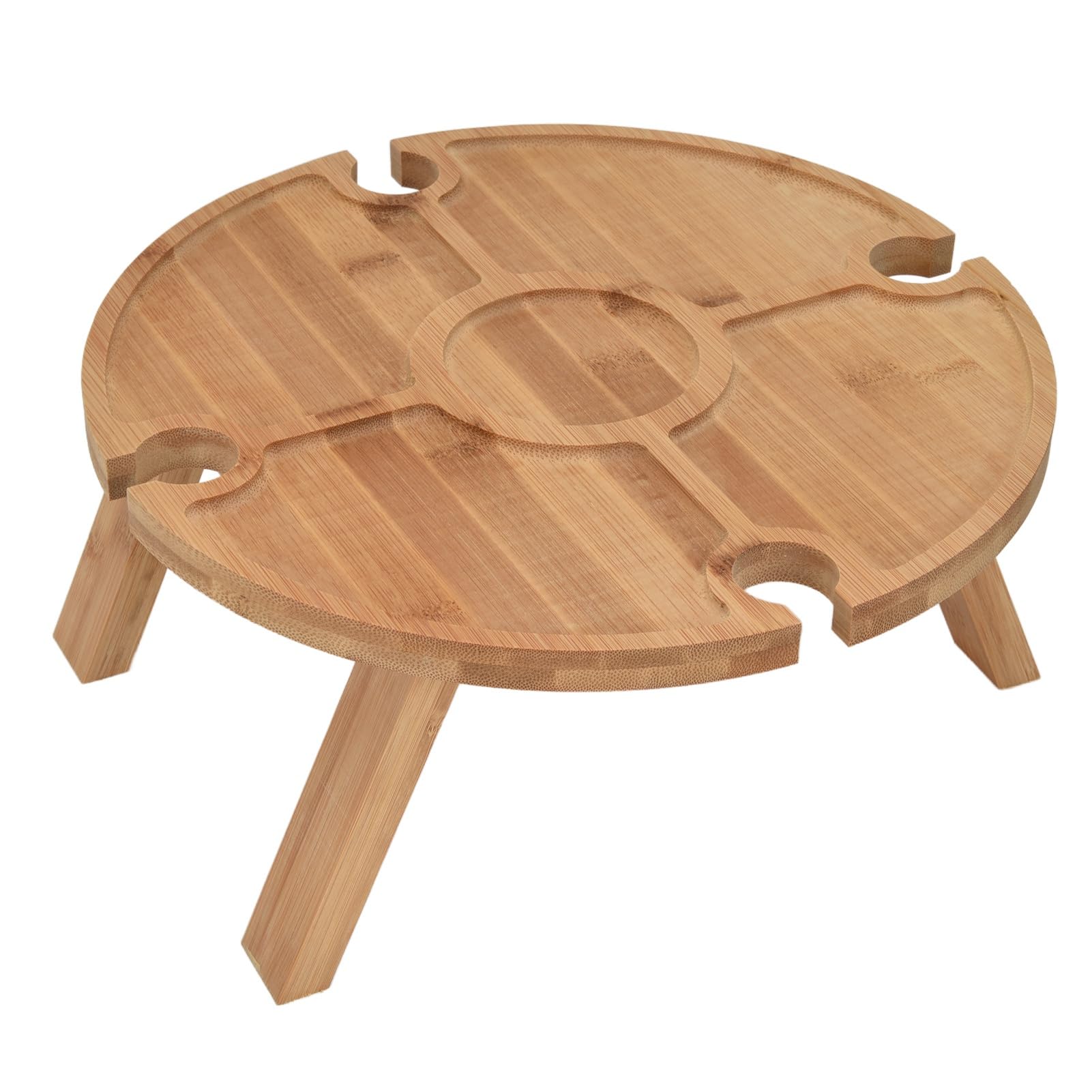 FTVOGUE Outdoor Picnic Table Wooden Folding Table with Wine Glass Holder for Family Hiking Camping Outdoor Dinner