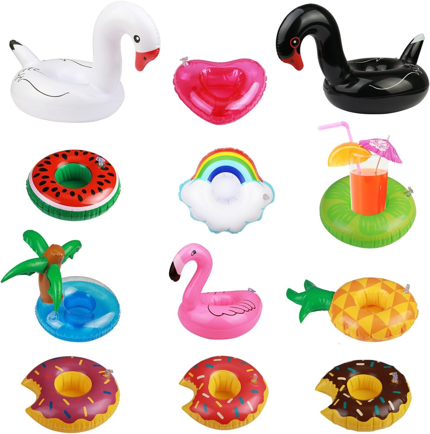 SEELOK Inflatable Drink Holder, 12 Pcs Inflating Floating Drink Coasters Cup Holders Swimming Floatation Devices Pool…