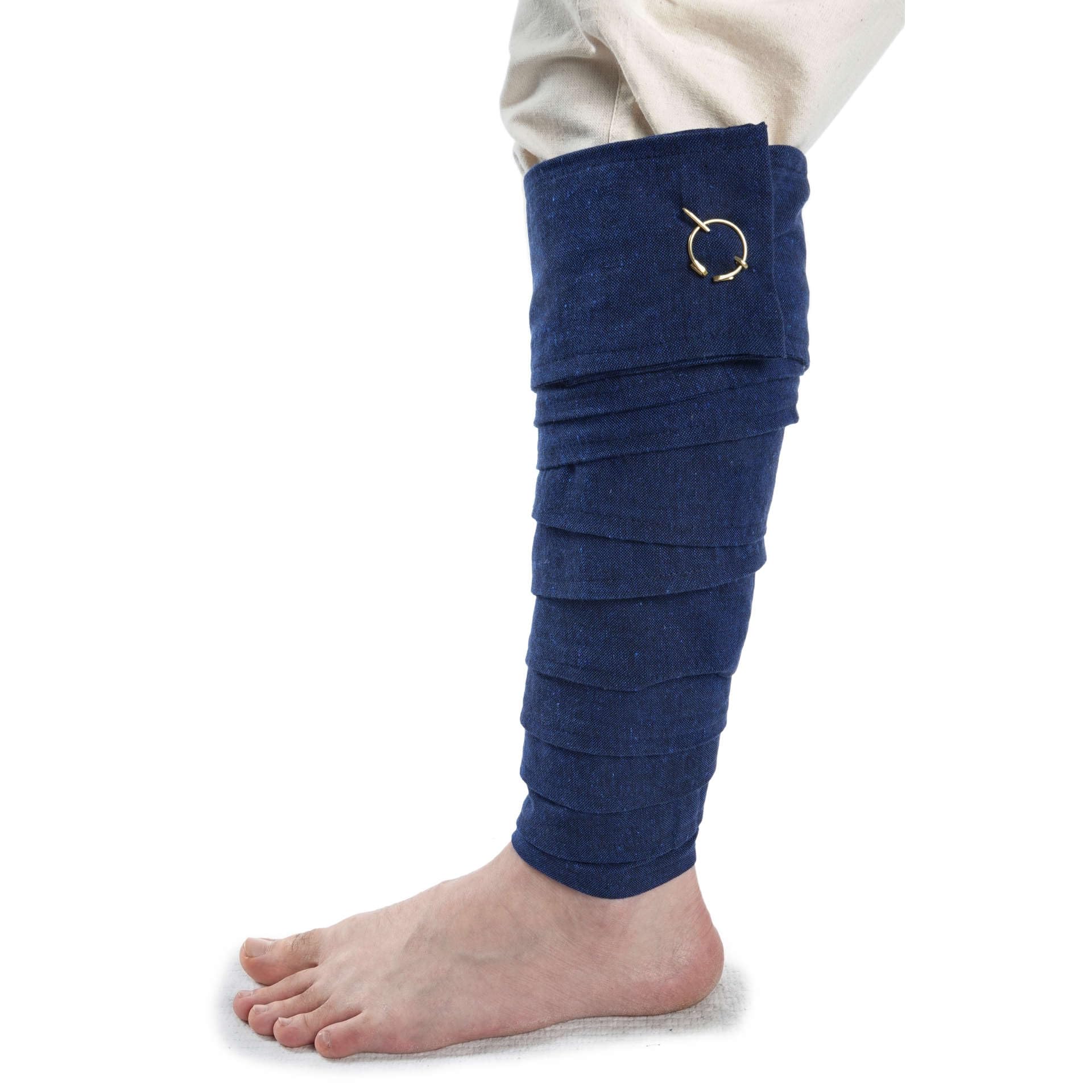 HEMAD Medieval Calf Wrap Set with Brass Fibela - Pair - Solid Cotton - Blue